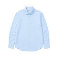 Velmior Cavelle baby blue long-sleeve linen shirt with a classic collar and subtle chest embroidery
