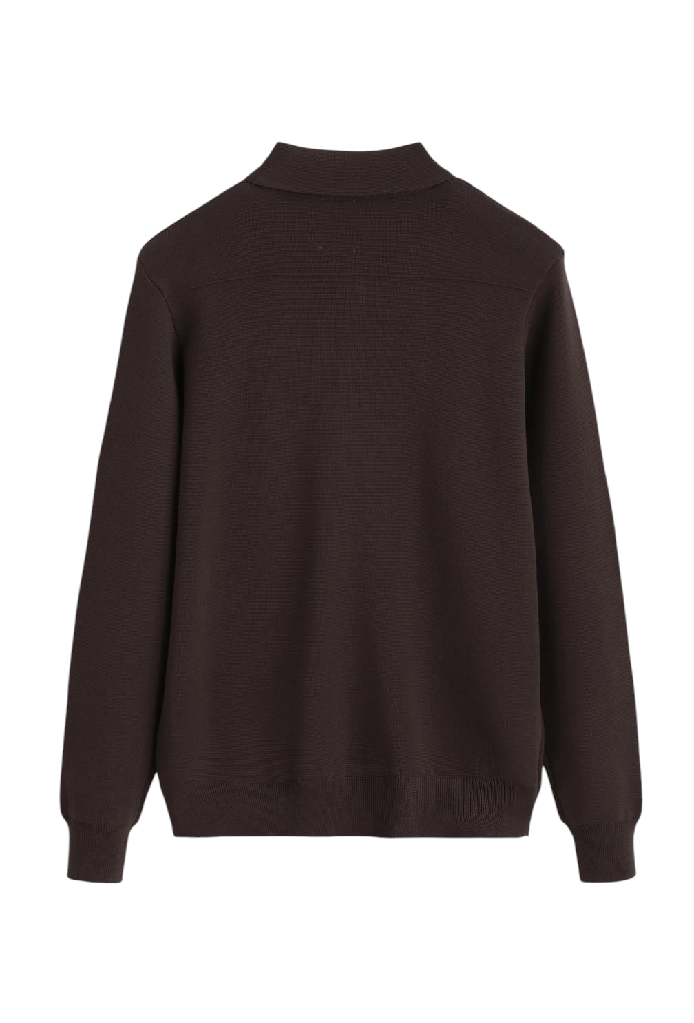 Velmior Cavelle dark brown long-sleeve shirt with a classic collar and ribbed texture, back view